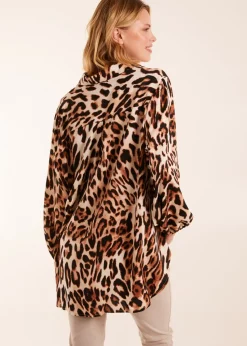 Blue Vanilla Stone Leopard Print Blouse