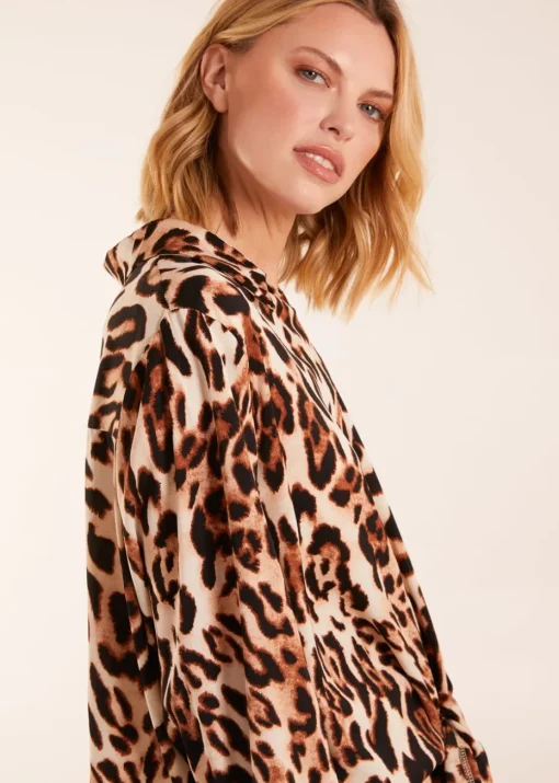 Blue Vanilla Stone Leopard Print Blouse