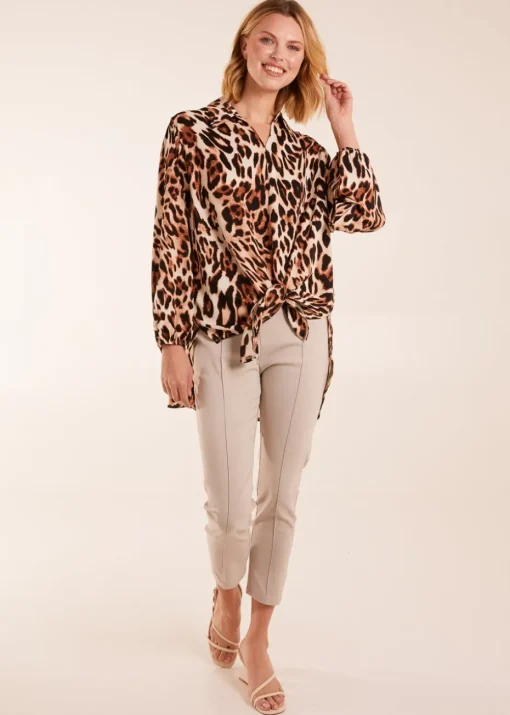 Blue Vanilla Stone Leopard Print Blouse