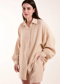 Blue Vanilla Stone Linen Shorts & Shirt Set
