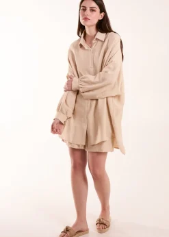 Blue Vanilla Stone Linen Shorts & Shirt Set