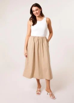 Blue Vanilla Stone Mix Fabric Midi Dress