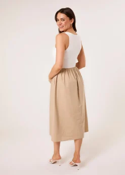 Blue Vanilla Stone Mix Fabric Midi Dress