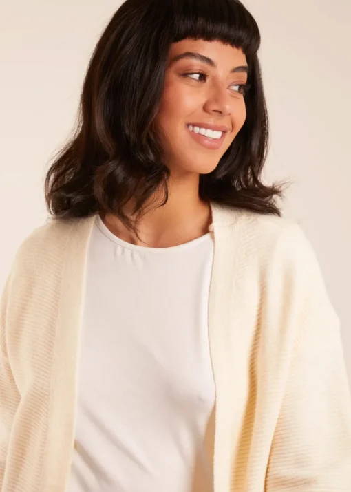 Blue Vanilla Stone Ribbed Throw On Cardigan