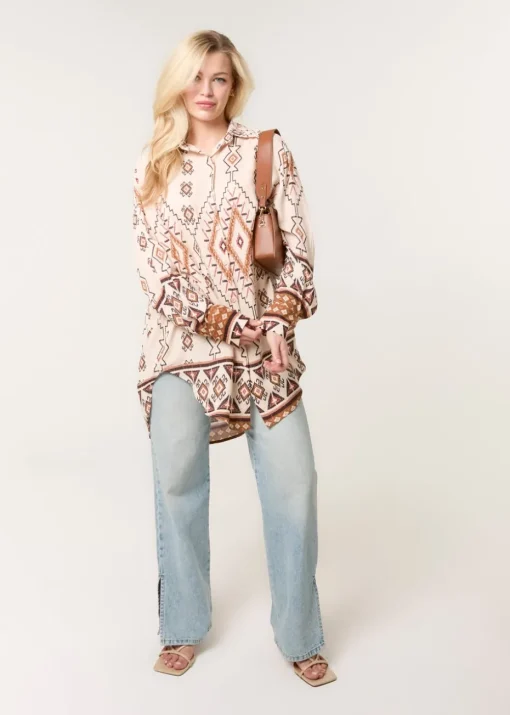 Blue Vanilla Stone Shirt With Geometric Print