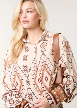 Blue Vanilla Stone Shirt With Geometric Print
