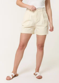 Blue Vanilla Stone Shorts With Pleated Design