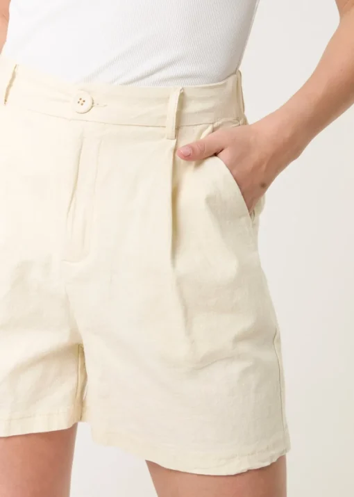 Blue Vanilla Stone Shorts With Pleated Design