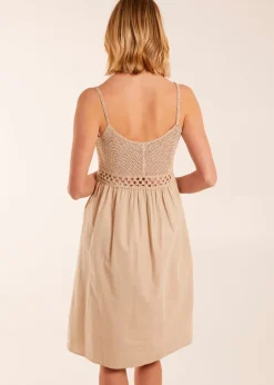Blue Vanilla Stone Strap Midi Cami Dress Crochet