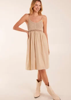 Blue Vanilla Stone Strap Midi Cami Dress Crochet