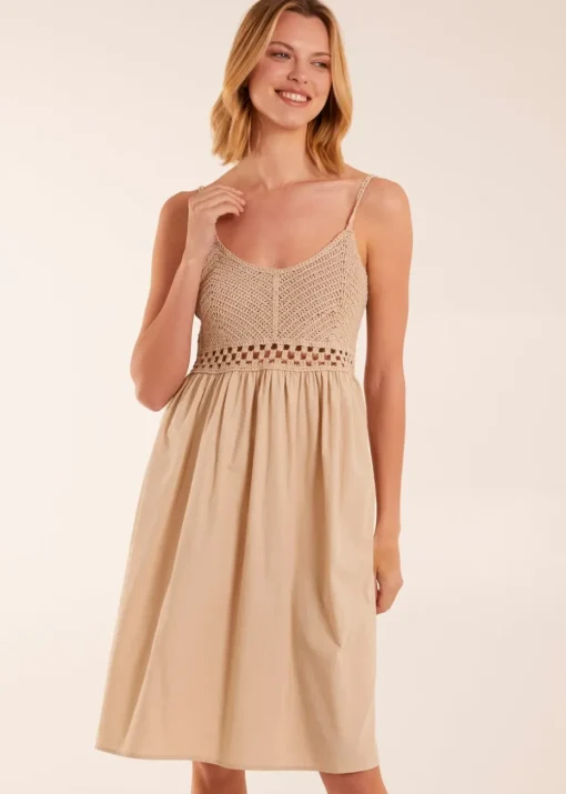 Blue Vanilla Stone Strap Midi Cami Dress Crochet