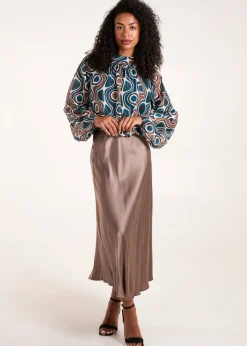 Blue Vanilla Teal High Neck Puffball Top