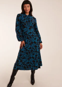 Blue Vanilla Teal Wrap Neck Fit And Flare Midi Dress