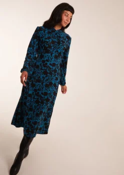 Blue Vanilla Teal Wrap Neck Fit And Flare Midi Dress