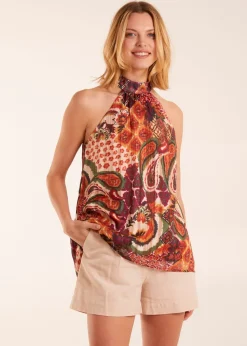 Blue Vanilla Terracotta Halter Neck Top