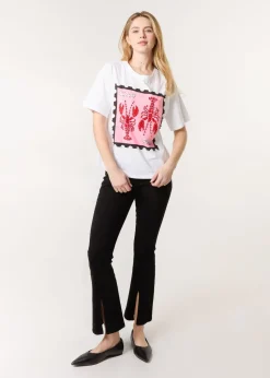 Blue Vanilla White Lobster Print T-Shirt