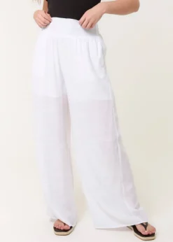 Blue Vanilla White Shirred Trouser