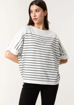 Blue Vanilla White Top With Horizontal Stripe