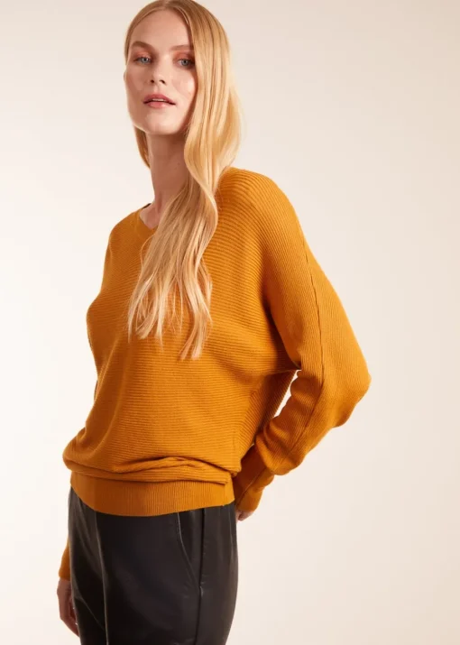 Blue Vanilla Yellow Ribbed V-Neck Jumper