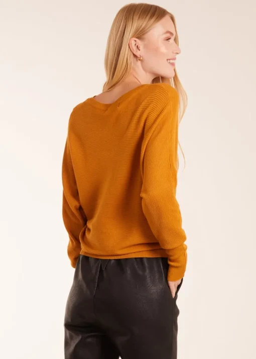 Blue Vanilla Yellow Ribbed V-Neck Jumper