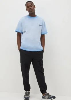 Blue Washed Slogan T-Shirt