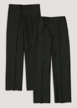 Boys 2 Pack Black Classic Fit Long Length School Trousers (3-16yrs)