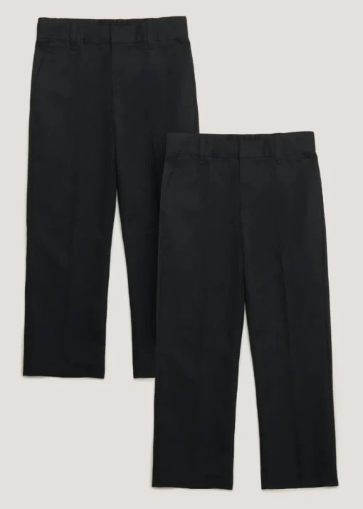 Boys 2 Pack Black Classic Fit School Trousers (3-16yrs)