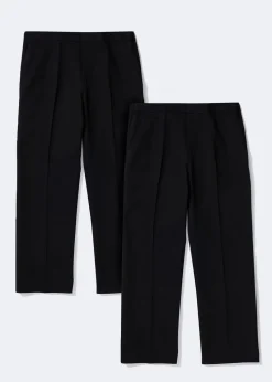 Boys 2 Pack Black Pull On School Trousers (3-11yrs)