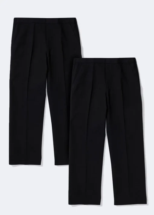 Boys 2 Pack Black Pull On School Trousers (3-11yrs)