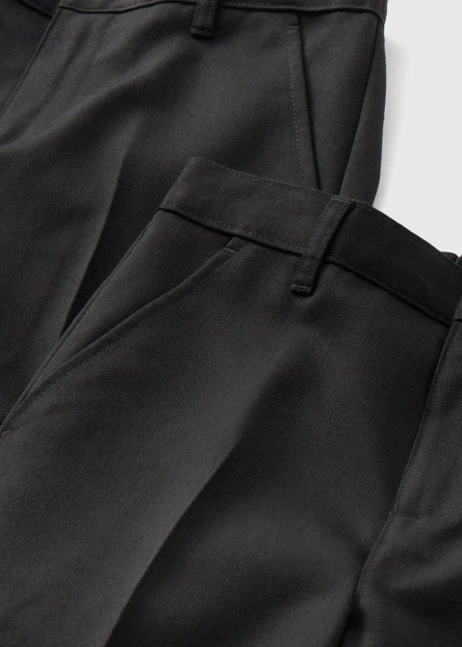 Boys 2 Pack Black Slim Fit Long Length School Trousers (3-16yrs)