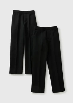 Boys 2 Pack Black Slim Fit School Trousers (3-16yrs)