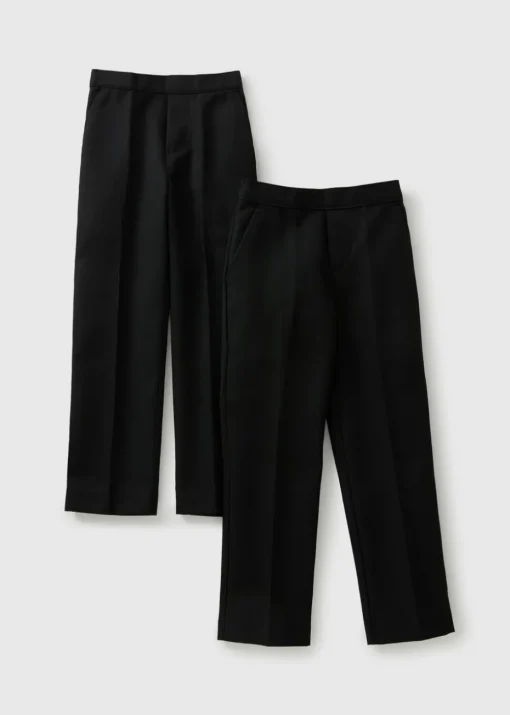 Boys 2 Pack Black Slim Fit School Trousers (3-16yrs)