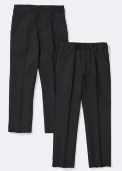 Boys 2 Pack Charcoal Slim Fit School Trousers (3-16yrs)