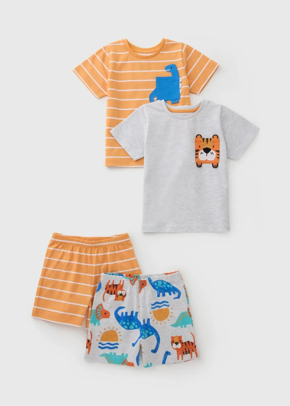 Boys 2 Pack Dino Tiger Pyjama Sets (1-7yrs)