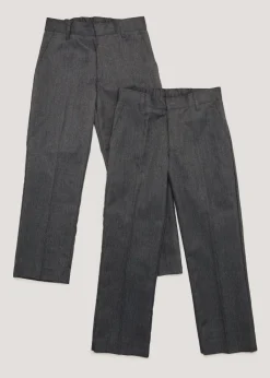 Boys 2 Pack Grey Classic Fit School Trousers (3-15yrs)
