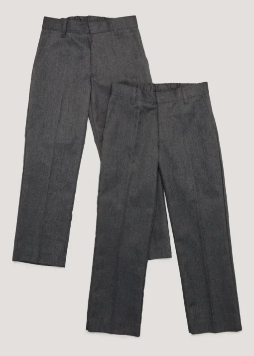 Boys 2 Pack Grey Classic Fit School Trousers (3-15yrs)