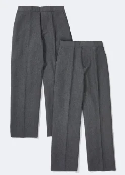 Boys 2 Pack Grey Pull On School Trousers (3-11yrs)