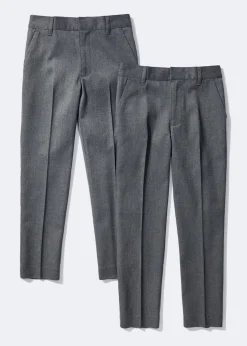 Boys 2 Pack Grey Skinny Fit School Trousers (6-13yrs)