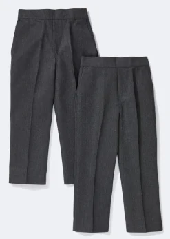 Boys 2 Pack Grey Slim Fit School Trousers (3-13yrs)