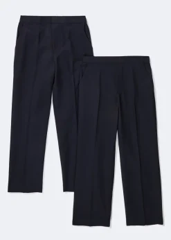 Boys 2 Pack Navy Pull On School Trousers (3-11yrs)