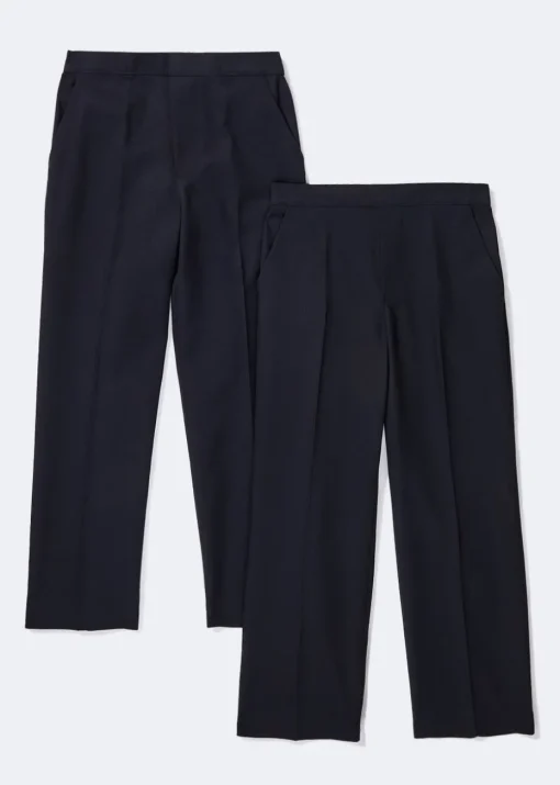 Boys 2 Pack Navy Pull On School Trousers (3-11yrs)