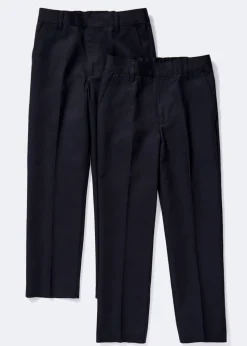 Boys 2 Pack Navy Slim Fit School Trousers (3-14yrs)