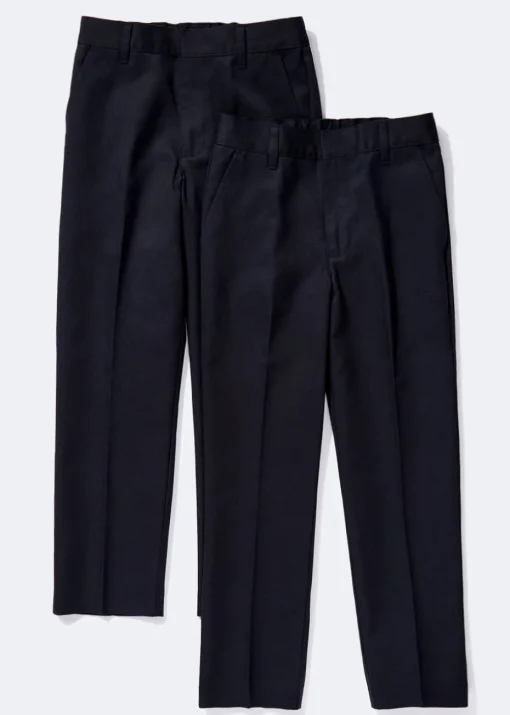 Boys 2 Pack Navy Slim Fit School Trousers (3-14yrs)