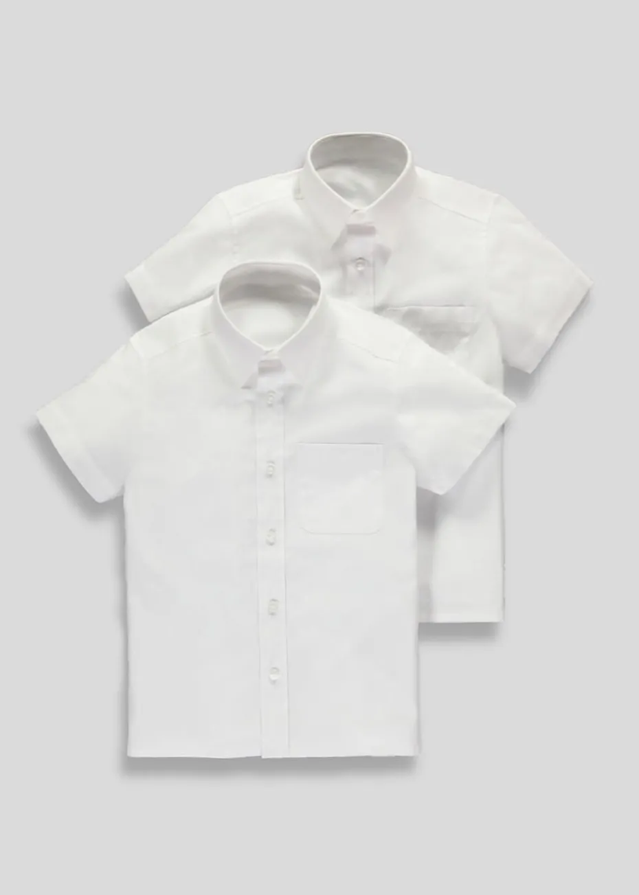 Boys 2 Pack White Generous Fit Short Sleeve School Shirts (6-16yrs)