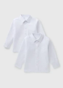 Boys 2 Pack White Long Sleeve School Shirts (6-16yrs)