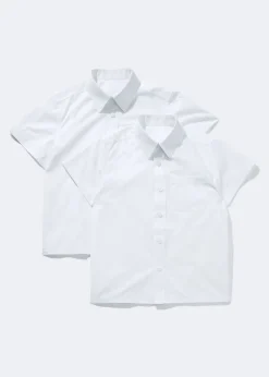 Boys 2 Pack White Short Sleeve School Shirts (4-16yrs)