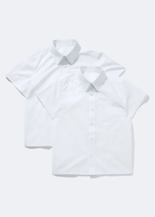 Boys 2 Pack White Short Sleeve School Shirts (4-16yrs)