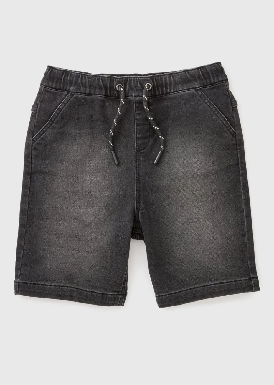 Boys Black Knitted Denim Shorts (7-15yrs)