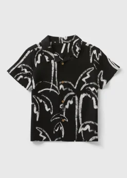 Boys Black Mono Palm Shirt (1-7yrs)