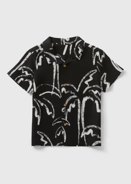 Boys Black Mono Palm Shirt (1-7yrs)
